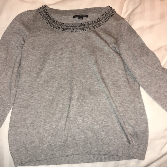 Banana Republic Sweaters - Gray quarter sleeve with bedazzled collar